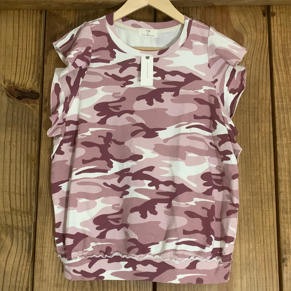 Anthropologie t.la Sleeveless Ruffled Sweatshirt